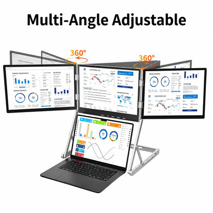 Sibolan 16 inch 2.5K Three Screen Portable Monitor 60Hz 100% sRGB Metal Body HDMI USB-C Laptop Display Extender For Wins mac OS