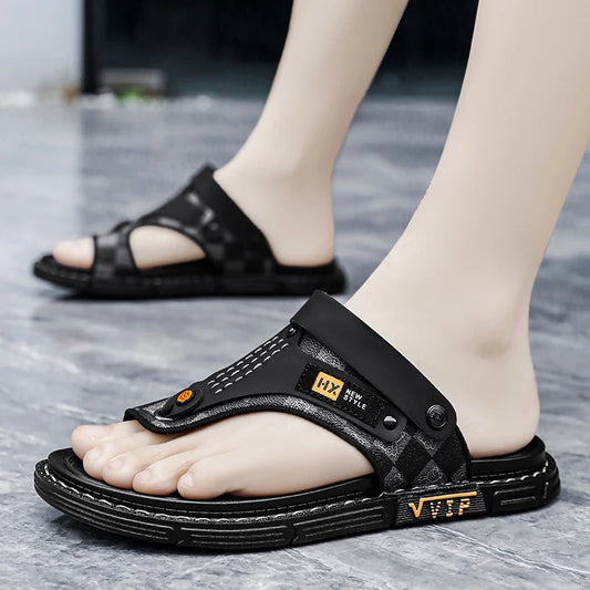 Men's high-quality beach shoes summer outdoor casual flip-flops sandals soft-sole non-slip comfort fashion dual-purpose slippers