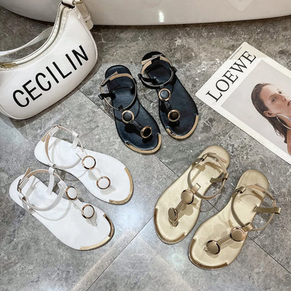 Women Sandals Summer Casual Roman Flat Sandals Flip Flops Open Toe Daily Sandals Women Luxury Designer Fashion Shoes for Women