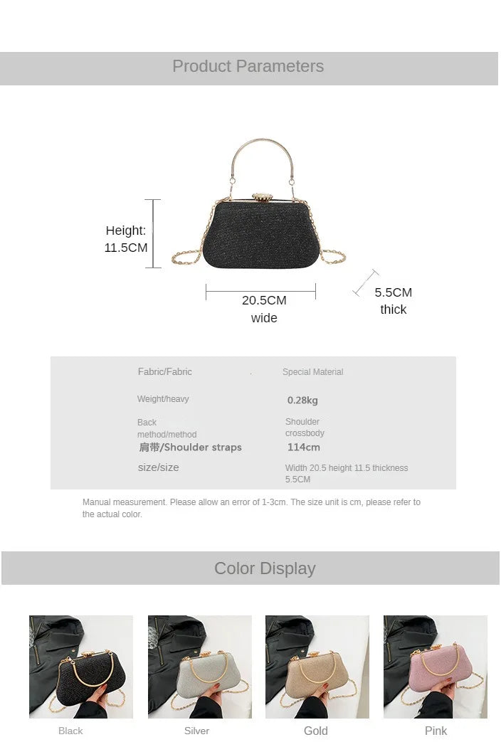 Luxury High Design Women Evening Bag Brand Party Banquet Glitter Bag for Ladies Wedding Clutch Handbag Shoulder Bag Chain Bolsas