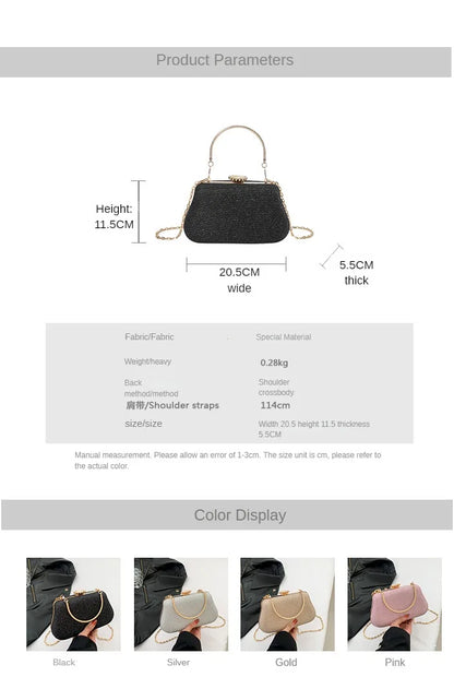 Luxury High Design Women Evening Bag Brand Party Banquet Glitter Bag for Ladies Wedding Clutch Handbag Shoulder Bag Chain Bolsas