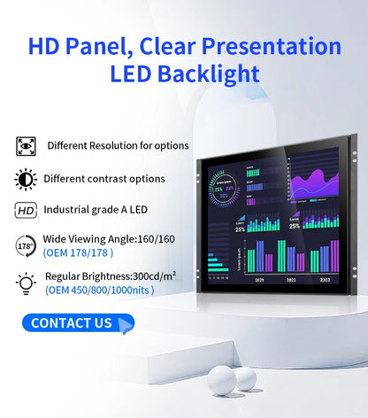 Flat True Capacitive Touch Screen Monitor 18.5 Inch 1920*1080 Open Frame Industrial Waterproof Display With VGA HDMI USB Input
