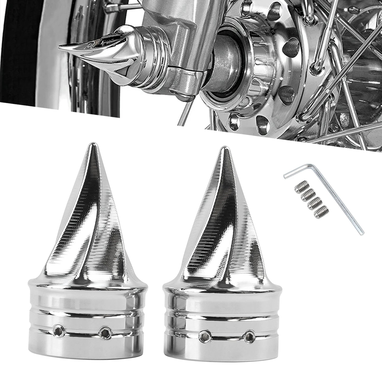 Motorcycle Front Twisted Axle Nut Covers Spike Axle Caps Fit For Harley Touring Sportster Dyna Street Glide Road King Road Glide