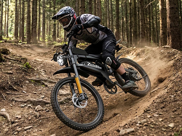 ZorixBike R8Max Adult Ebike 3000W Motor 35 MPH 48V 20Ah Lithium-Ion Battery 40-80 Mile Range Front 19"/ Rear 17"  Off-Road Tires