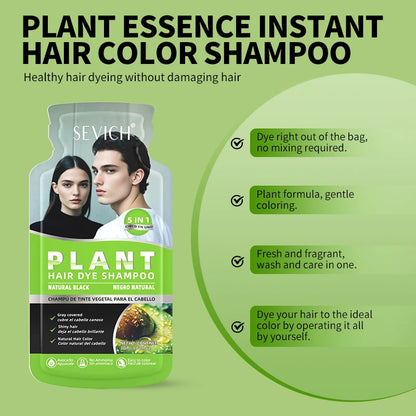 Pure Natural Herbal Black Hair Dye Shampoo for Women&Men 5 In 1 Bubble Plant Hair Color Shampoofor Gray Hair Non-irritating