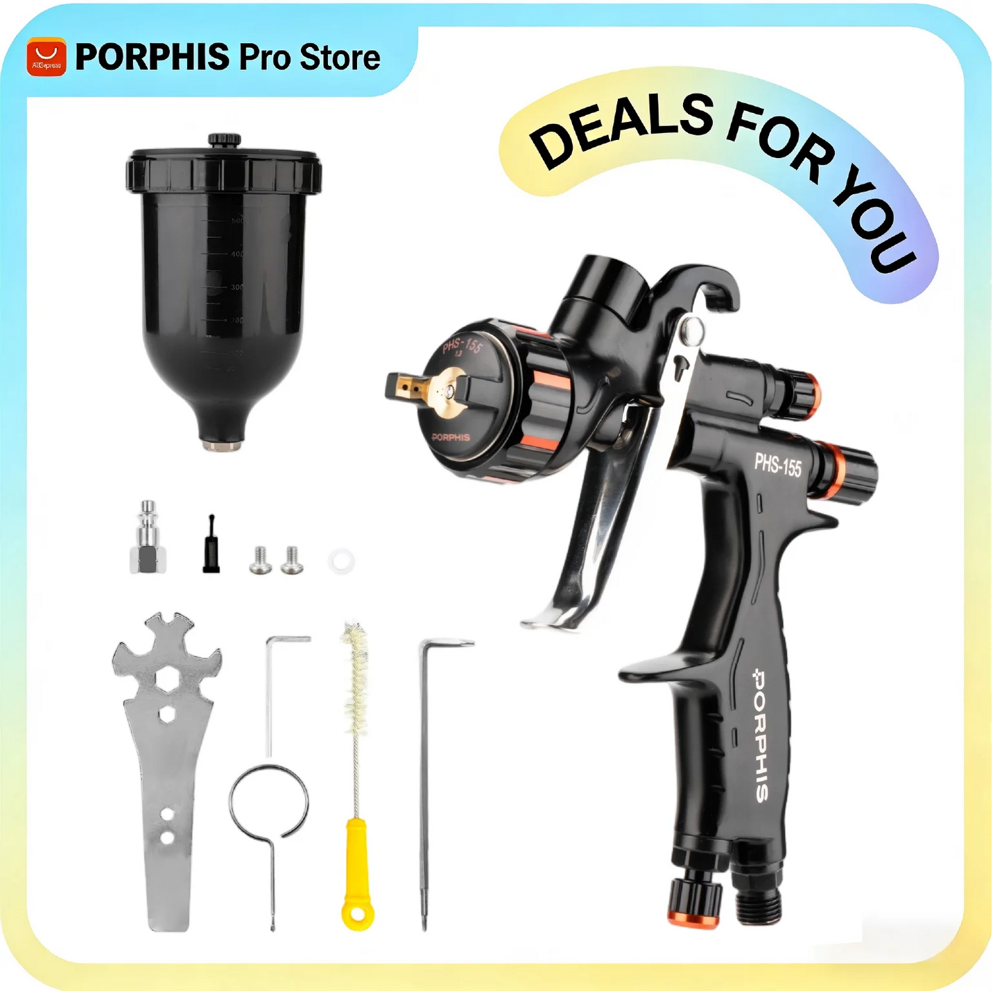 Original PORPHIS MP PHS-155 Paint Spray Gun Professional Automotive Paint Gun For Car Painting Repair Spray Gun Pneumatic tool