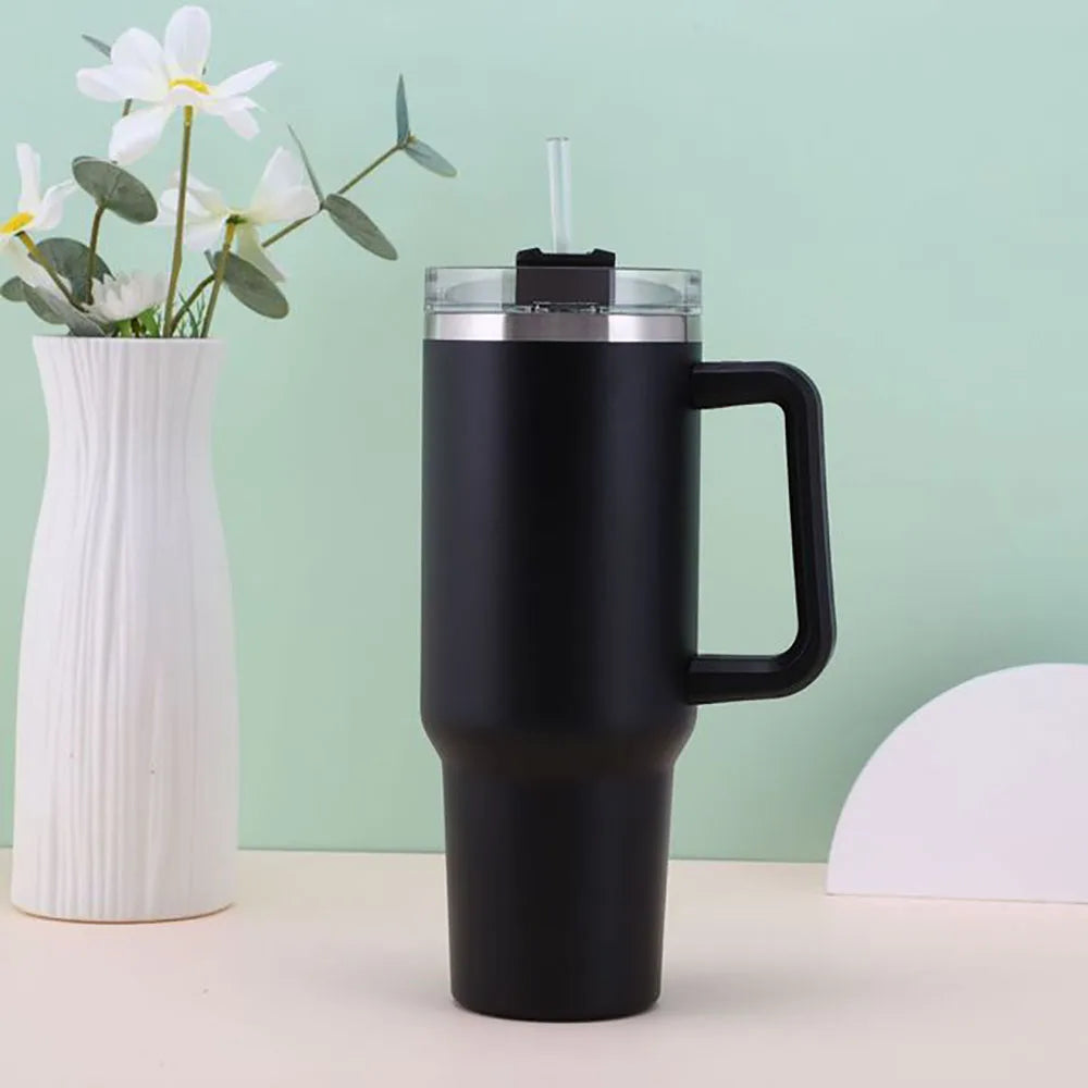 Mug Tumbler 40oz with Straw Handle Coffee Insulated 304 Stainless Steel Car Cup Keeps Cold Beer with Lids Tumbler Thermos Cup