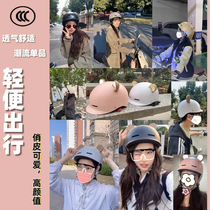Cartoon Motorcycle Helmet Cute Half Helmet Unisex Sports Cycling Safety Helmet Summer Sun Protection Casco Moto Capacete