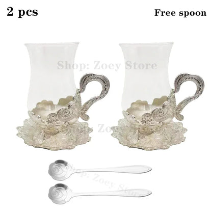 Palace Golden Glass Teapot Kitchen Metal Cold Kettle Coffee Pot European Style Home Decoration Glassware Birthday Wedding Gifts