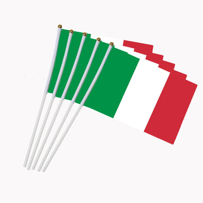 5pcs Stick Flag USA 14*21 cm Hand Held Mini Flag With White Pole Vivid Color and Fade Resistant Hand Held Stick Flags
