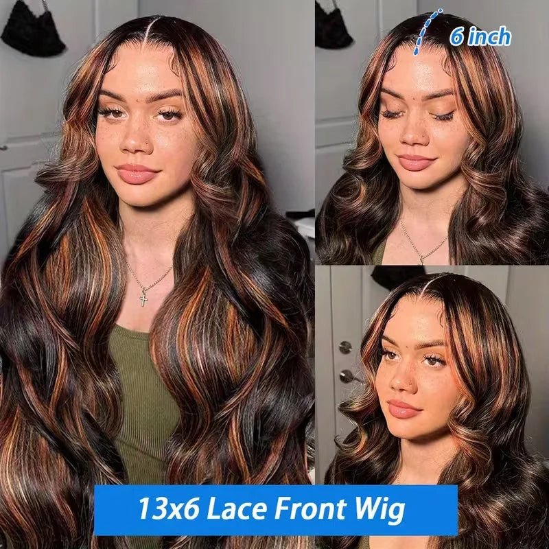 1B30 Highlight Body Wave Human Hair Wig 13x6 13x4 Hd Lace Front Wig Loose Body Wave PrePlucked Pre Cut Lace 4x4 5x5 Glueless Wig