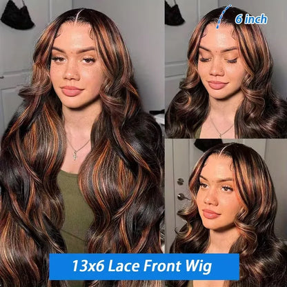 1B30 Highlight Body Wave Human Hair Wig 13x6 13x4 Hd Lace Front Wig Loose Body Wave PrePlucked Pre Cut Lace 4x4 5x5 Glueless Wig