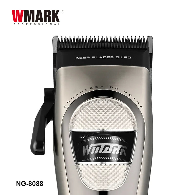 WMARKNG- 8088 external rotor brushless hair clipper with 7200 rpm high speed, 440C precision steel blade, oil head with gradual
