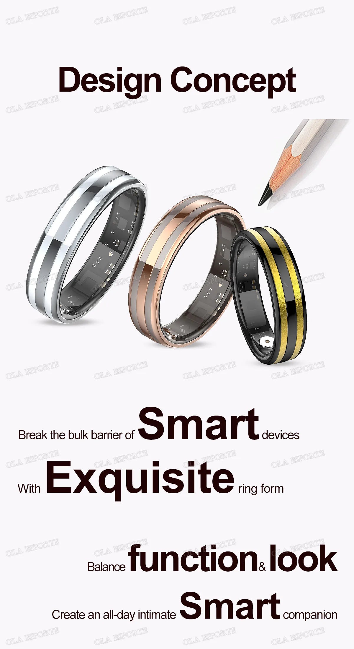 New 6.3mm Thin Smart Ring Health Monitor Smartring Outdoor Waterproof Ring Heart Rate Body Temperature Monitoring Sports rings