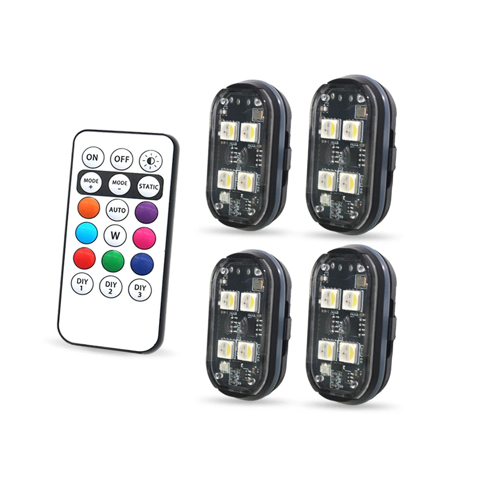 Wireless LED Strobe Light with Remote Control, USB Rechargeable Anti-collision Warning Light, High Brightness Wireless Aircraft