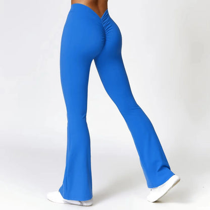 Gym Fitness Sports Flared Pant Dance Trousers Women V-shaped Hip Yoga Pants Flare Leggings Women High Waist Wide Leg Pants Women