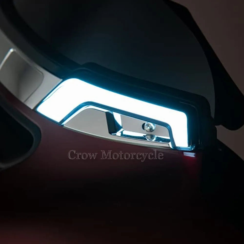 NEW For Harley Touring Street Glide FLHX 2014-2023 Motorcycle LED Chrome Gloss Black White Amber Windshield Trim