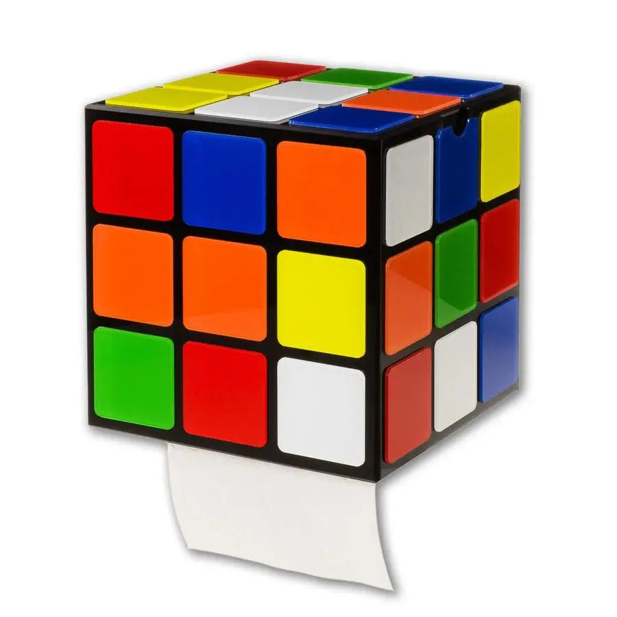 Magic Cube Toilet Paper Holder Novelty Tissue Roll Dispenser with Lid and Storage Shelf for Your Mobile Phone No Drilling or Wal