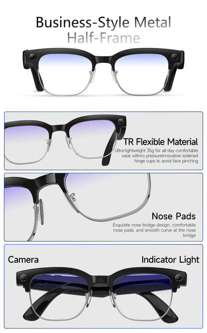 New 4k HD 800W Camera Smart Glasses Men 100+Language Translation 1080P shoot Video WIFI Transmission Music Player Call Glasses