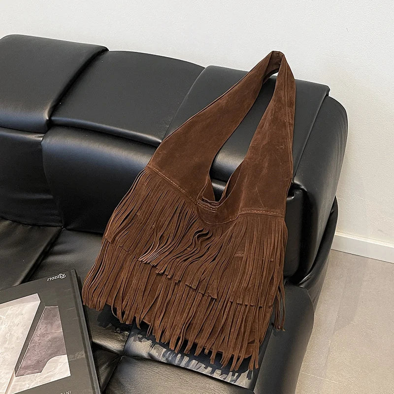 Suede Tassel High Quality Faux Shoulder Bags Fashion Large Capacity Sense of Luxury Popularity Women's Tote Bags Casual New