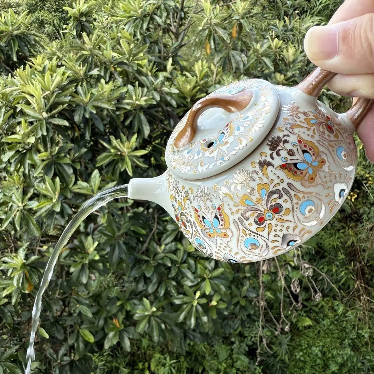 Hand Drawn Ceramic Teapot, Vintage Chinese Kung Fu Teapot, Household Brewing Porcelain Tea Set, Vintage Floral Design