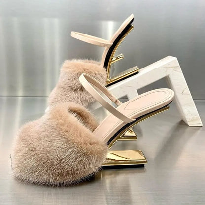 Women Single Shoes Fashion Sexy Anti Slip High Heels 2025New Special-shaped Half-support Simple Banquet Shoes for Women Footwear
