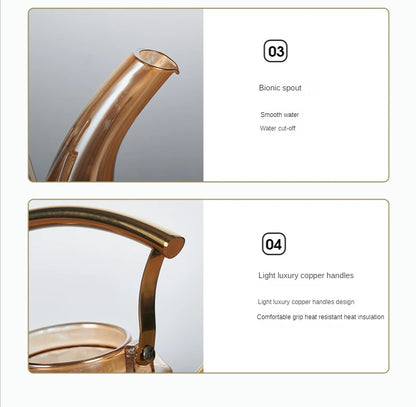 Glass Beam Pot Flower Tea Pot Health Pot Heat Resistant Glass Teapot With Strainer Infuser Teapot to Boil Water Kettle Gaiwan