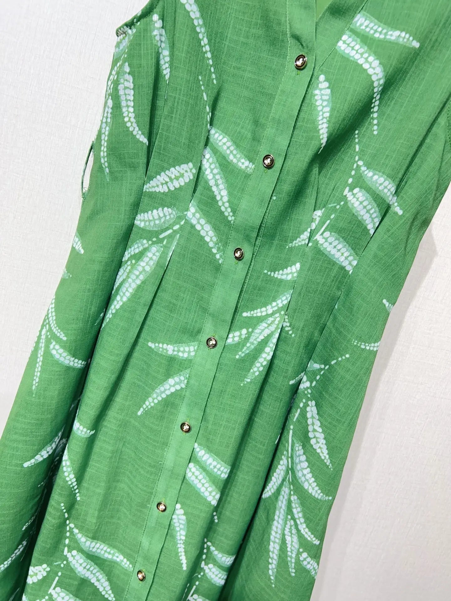 ZJYT New Summer Women's Sleeveless Green Dress Elegant Print Single Breasted Casual Holiday Midi Dresses Vestidos Female Clothes