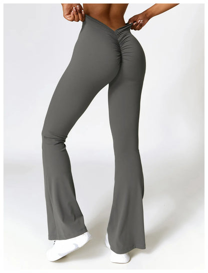 Gym Fitness Sports Flared Pant Dance Trousers Women V-shaped Hip Yoga Pants Flare Leggings Women High Waist Wide Leg Pants Women