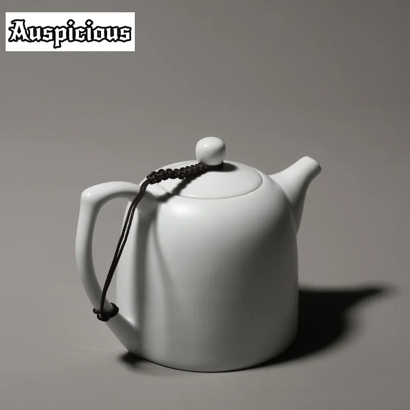 220ml White Jade Porcelain Teapot Dehua Handmade Ceramic Teakettle Single Pots Kung Fu Tea Master Pots Office Decoration Teaset