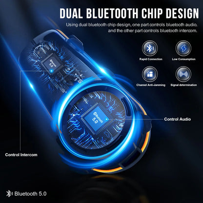 2pcs Fodsports FX8 Pro Motorcycle Helmet Intercom Bluetooth Headset Interphone,10 Riders 2000M,Dual Chip,Support APP.