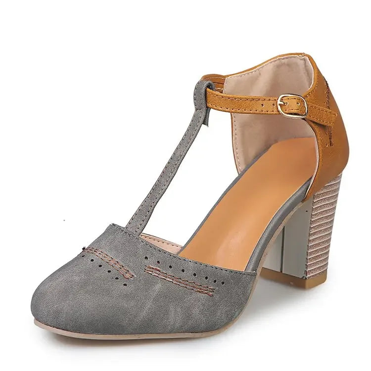 Mary Janes High Heels Women Spring Autumn Shoes Women Round Toe Block Heel Shoes Square Heel Leisure Casual  Rome Pumps fgh
