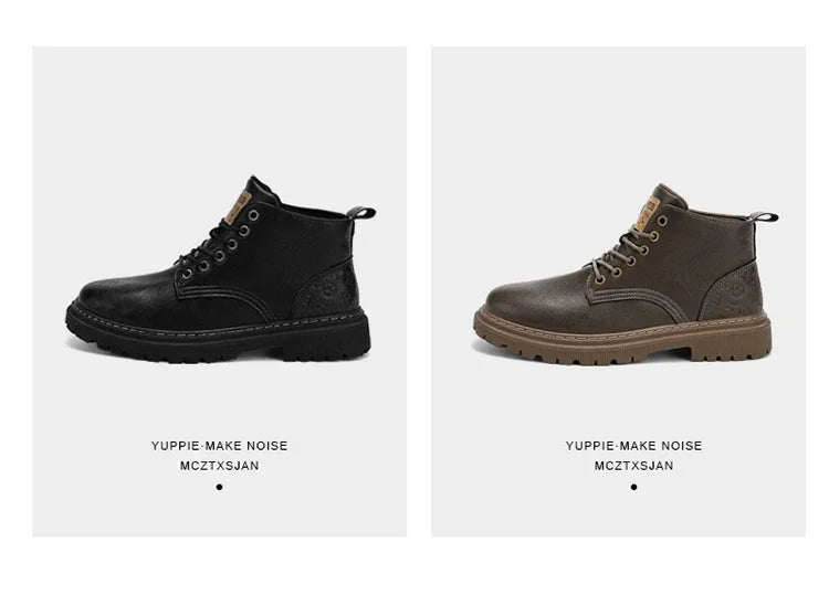 2024 New Men's Shoes High-top Leather Boots Men's Casual Fashion  Boots Retro All-match Work Shoes Fashion Desert Boots