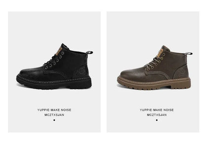 2024 New Men's Shoes High-top Leather Boots Men's Casual Fashion  Boots Retro All-match Work Shoes Fashion Desert Boots