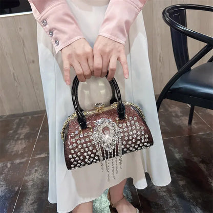 Fashion Diamonds Leather Women's Handbag Small Shoulder Cross-Body Bag New Elegant Evening Bag Portable Girls Party Dinner Bags