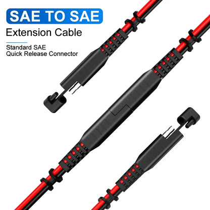 Extractme 14AWG SAE to SAE Extension Cable SAE Power Connector for Car RV Motorcycle Solar Panel SAE Plug Battery Charging Cable