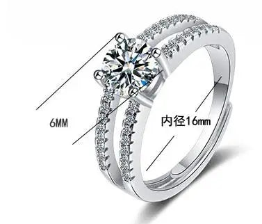 D Color VVS1 Moissanite Double Layer Adjustable Ring for Women Wedding Fine Jewelry 925 Sterling Silver Engagement Rings Gifts