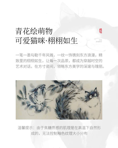 102ml Hand Painted Cat Teapot Ancient Tea Infuser Pot Household Tea Maker Kettle With Filter Dahongpao Drinkware Supplies Craft