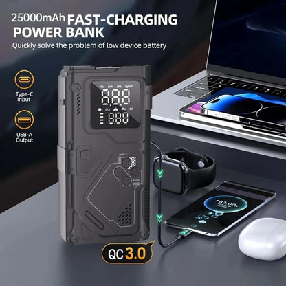 YINGBOOST Car Jump Starter with Air Pump Peak 5000A Booster &150PSI Tire Inflator with DC Power Cord Power Bank 400LM LED Light