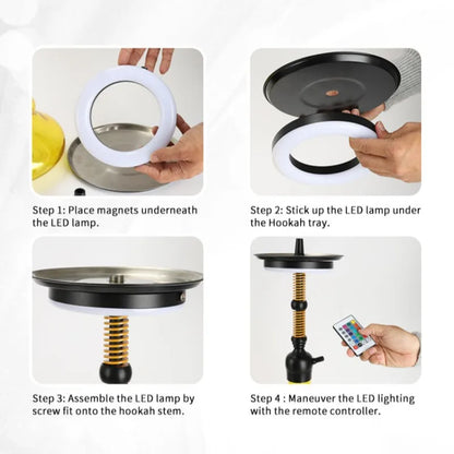 Colorful LED Hookah Light Show Shisha Ring Lamp Magnet Viscose Adsorption with Remote Control Cachimba Smoking Accessories