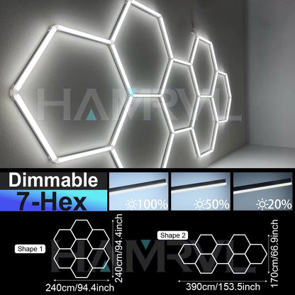 Hexagon Dimmable LED Ceiling Light Modern Honeycomb Panel with 3-Level Dimming 100%/50%/20% for Living Room Bedroom Salon Garage