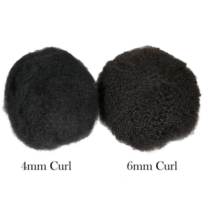 10x8 Inch Full French Lace Afro Curly Topee for Men Human Hair Prosthesis 6mm Wave Black African Men's Wig Replacement System