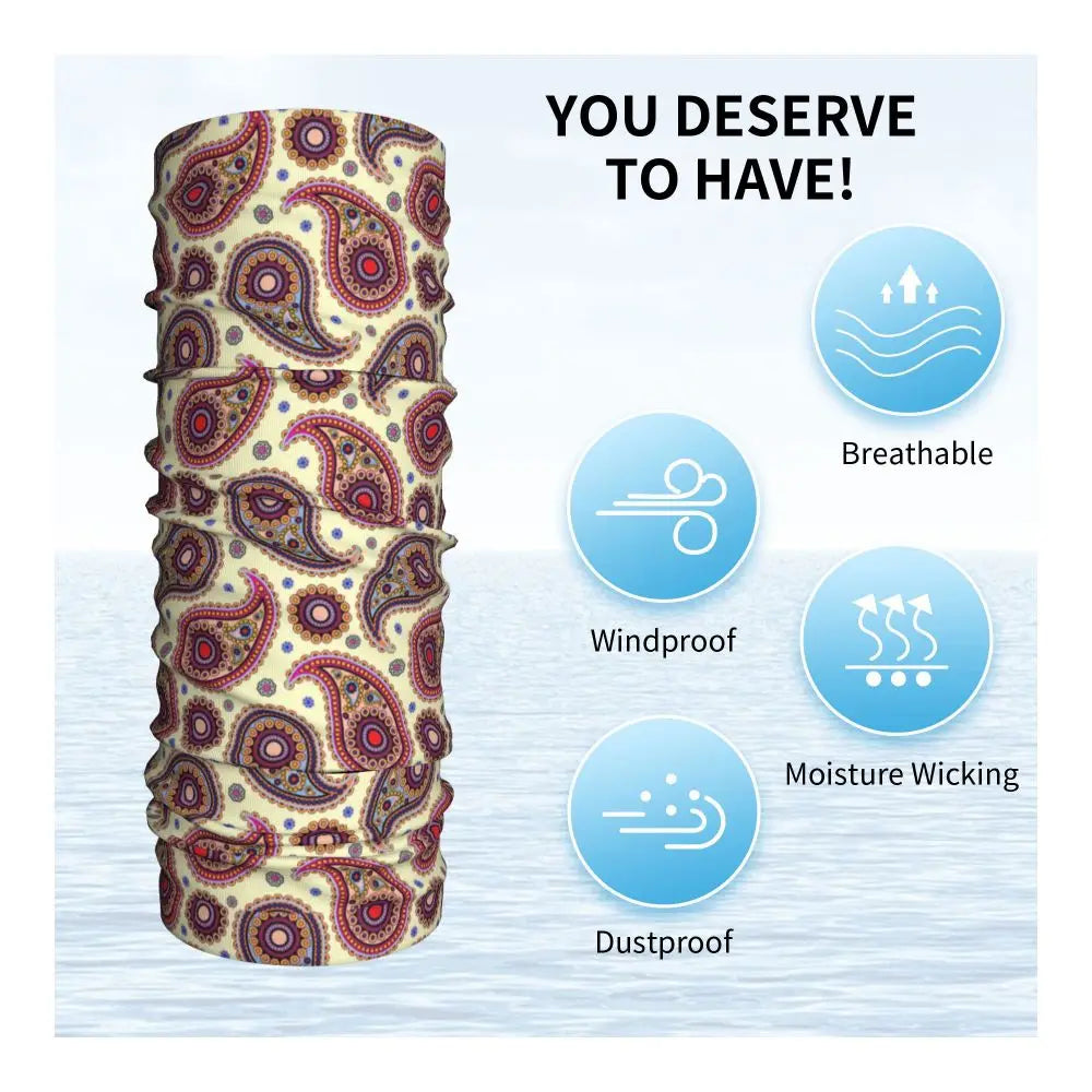 Custom Black Bandana Pattern Bandana Neck Gaiter for Hiking Cycling Women Men Wrap Scarf Paisley Style Headband Warmer