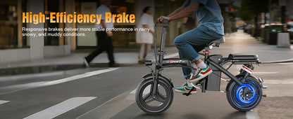 Electric Bike for Adults Teens, 1200W Peak Motor, 25MPH Folding E-Bike, 480/720Wh Battery, 40 Miles Range, Advanced 6 Shock