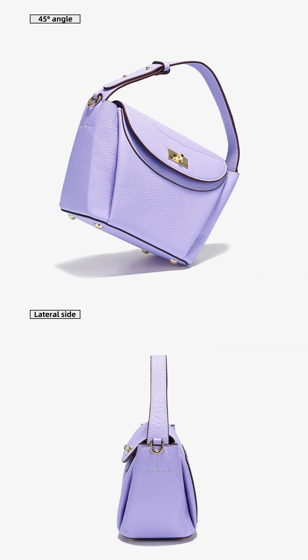 Zency Luxury Genuine Leather Tote Bag For Women Elegant High End Bag Shoulder Crossbody Handbag Top Handle Bags Noble Purple Bag