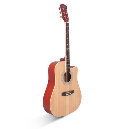 Acoustic Folk Guitar Cutaway Spruce Top Matte Natural Wood Color Music Instrument for Beginner Student