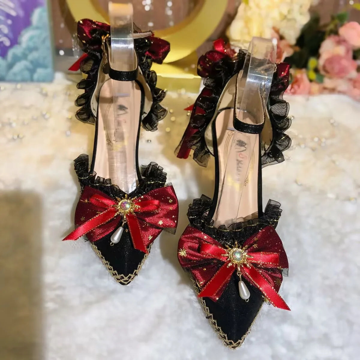 Lolita High Heels Luxury Bow Wedding Shoes Bride Pumps Gothic Style High Heels Jk Elegant Mary Jane Women's Shoes