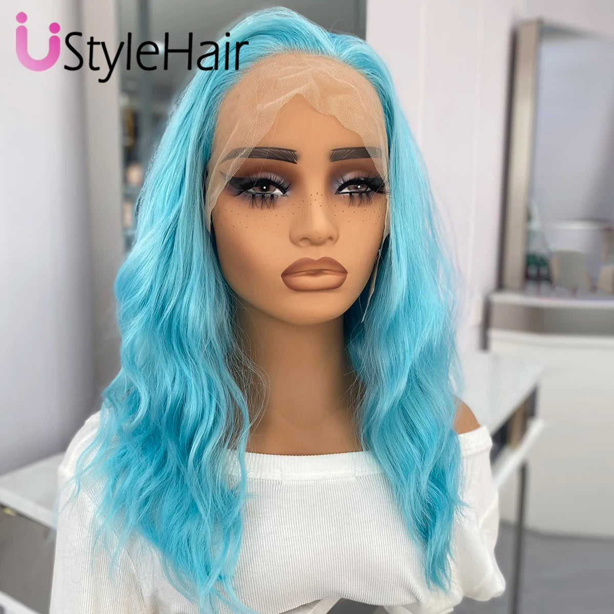 UStyleHair Brown Lace Front Wig Natural Looking 12Inches Short Wave Wig Heat Resistant Synthetic Hair Daily Use Cosplay Wig