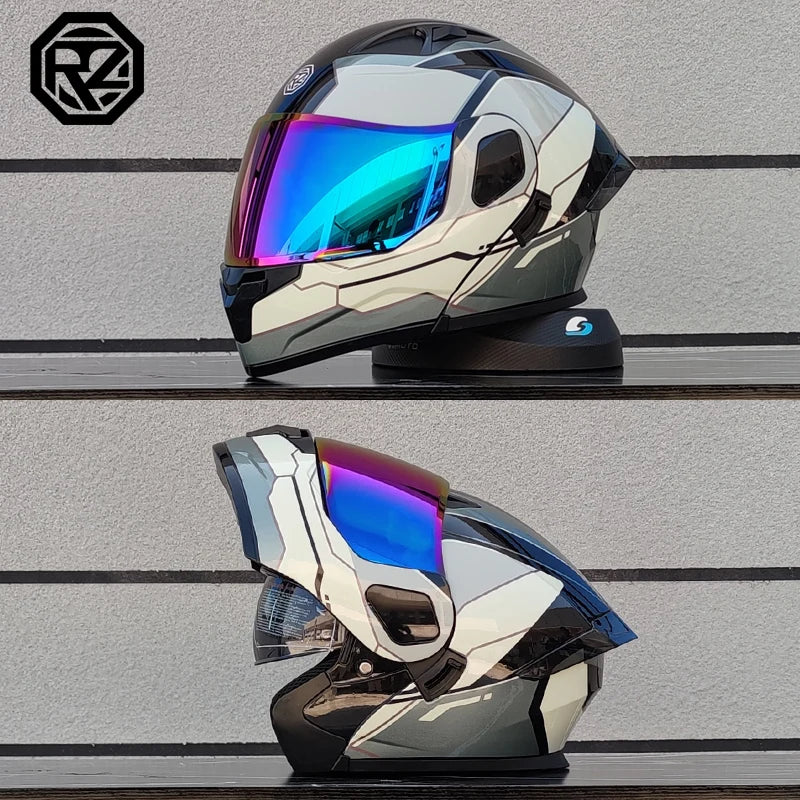 2025 professional motorcycle sports flip helmet ABS material modular dual lens full face helmet DOT certification