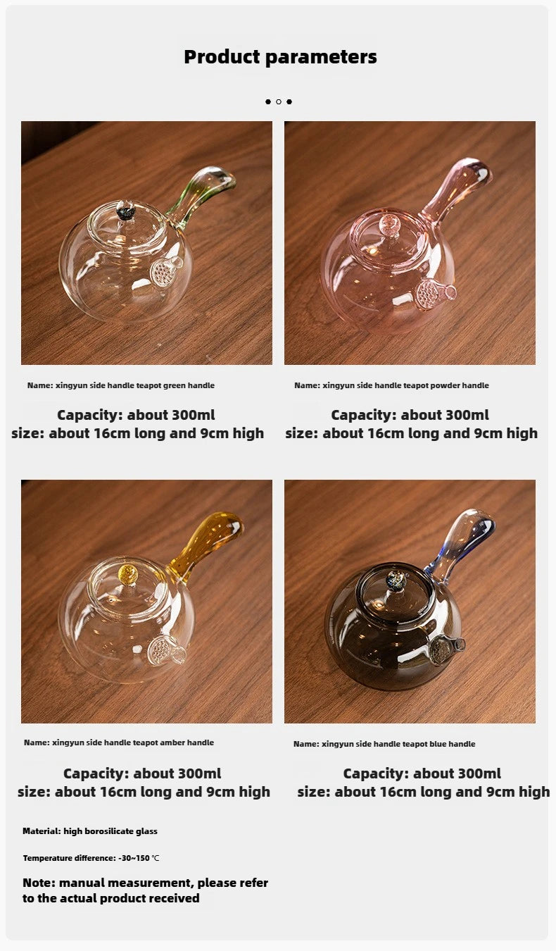 High Borosilicate Glass Teapot Thickened High Temperature Resistance Side-handle Pot Small Household Anti-scald Green Tea Teapot